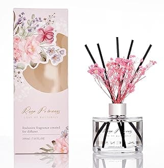 Reed Diffuser Set with 7 Sticks | 7.0oz Sandalwood & Rose & Citrus Scent, Long Lasting Floral Oil Diffuser Flame Free Fragrance Diffuser for Shelf Décor with Baby's Breath Flower