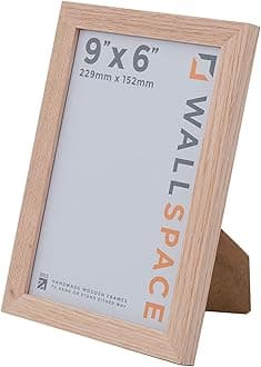Wall Space 9x6 Oak Photo Frame for Wall Mount- 9 x 6 inch Oak Picture Frame for Prints, Photo & Image - 9x6 Poster Frame Made of Natural Solid Wood & Real Glass - Handmade in the UK (229 x 152mm)