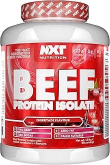 Beef Protein Isolate Powder - Protein Powder, Alternative to Whey Protein and Vegan Protein Powder, Halal, Lactose, Dairy, Gluten, and Soy Free - 60 Servings - 1.8Kg Cherryade