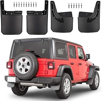 Front & Rear Splash Guards Fender Flares Mud Flaps for Jeep Wrangler JL JLU 2018-2023 2024 2025 Sahara Sport Sports (Exclude Rubicon)