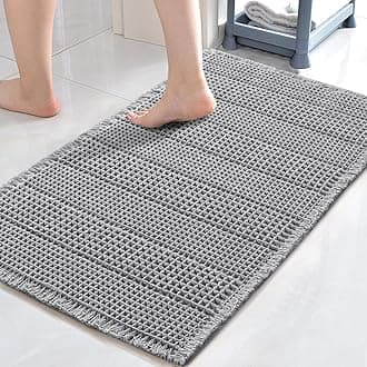 H.VERSAILTEX Upgraded Waffle Bath Mat Super Absorbent Non Slip Bath Rugs for Beside Tub, 17" x 24", Dove