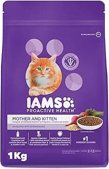 Iams Cat Food, Cat Dry Food for Mother and Kitten 1Kg, Cat Food Proactive Health, Complete and Balanced Nutrition