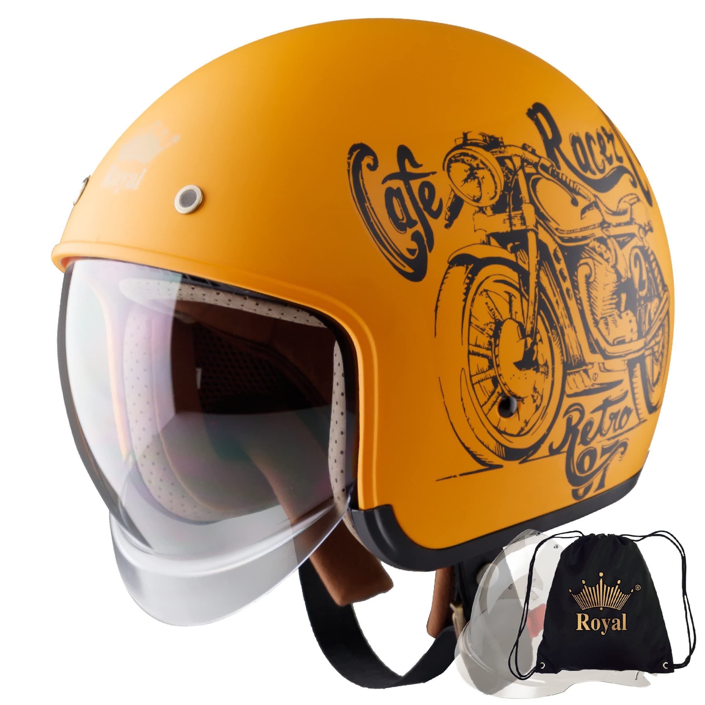Royal M139 Open Face Motorcycle Helmet - DOT Approved, Multi-Sport Impact Protection with Unique Design and Classic Style for Adult Men and Women
