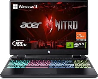 Nitro 16 Gaming Laptop | AMD Ryzen 5 7640HS Hex CPU | NVIDIA GeForce RTX 4050 Laptop GPU | 16" WUXGA 165Hz IPS Display | 8GB DDR5 | 512GB Gen 4 SSD |
