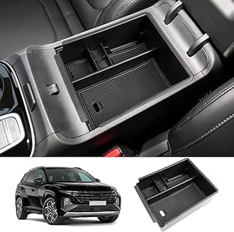 LUWU 2025 2026 Tucson Accessories for 2022-2025 2026 Hyundai Tucson Center Console Organizer Armrest Storage Box Armrest Console Organizer Insert Tray Black-trim(NOT FOR 2025 PHEV &Limited Model)