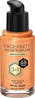 Facefinity All Day Flawless 3-in-1 Foundation - N84 Soft Toffee, 30ml