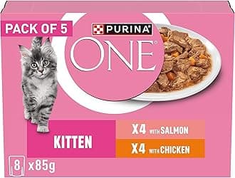 Kitten Wet Cat Food - Mini Fillets in Gravy - Salmon & Carrots and Chicken & Carrots - 85g x 40 Pouches