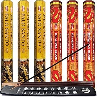 Palo Santo & Dragons Blood Incense Sticks & Holder Bundle Variety Pack From Hem Trumiri Insense Inscents Insencents Insence