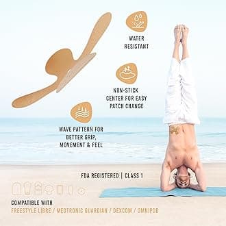 Not Just A Patch X-Patch CGM Sensor Patches (20 Pack) - Water Resistant Omnipod 5 Adhesive Patches - Durable for Active Lifestyle for 10-14 Days - Compatible with Dexcom G6, Libre 2 in Beige