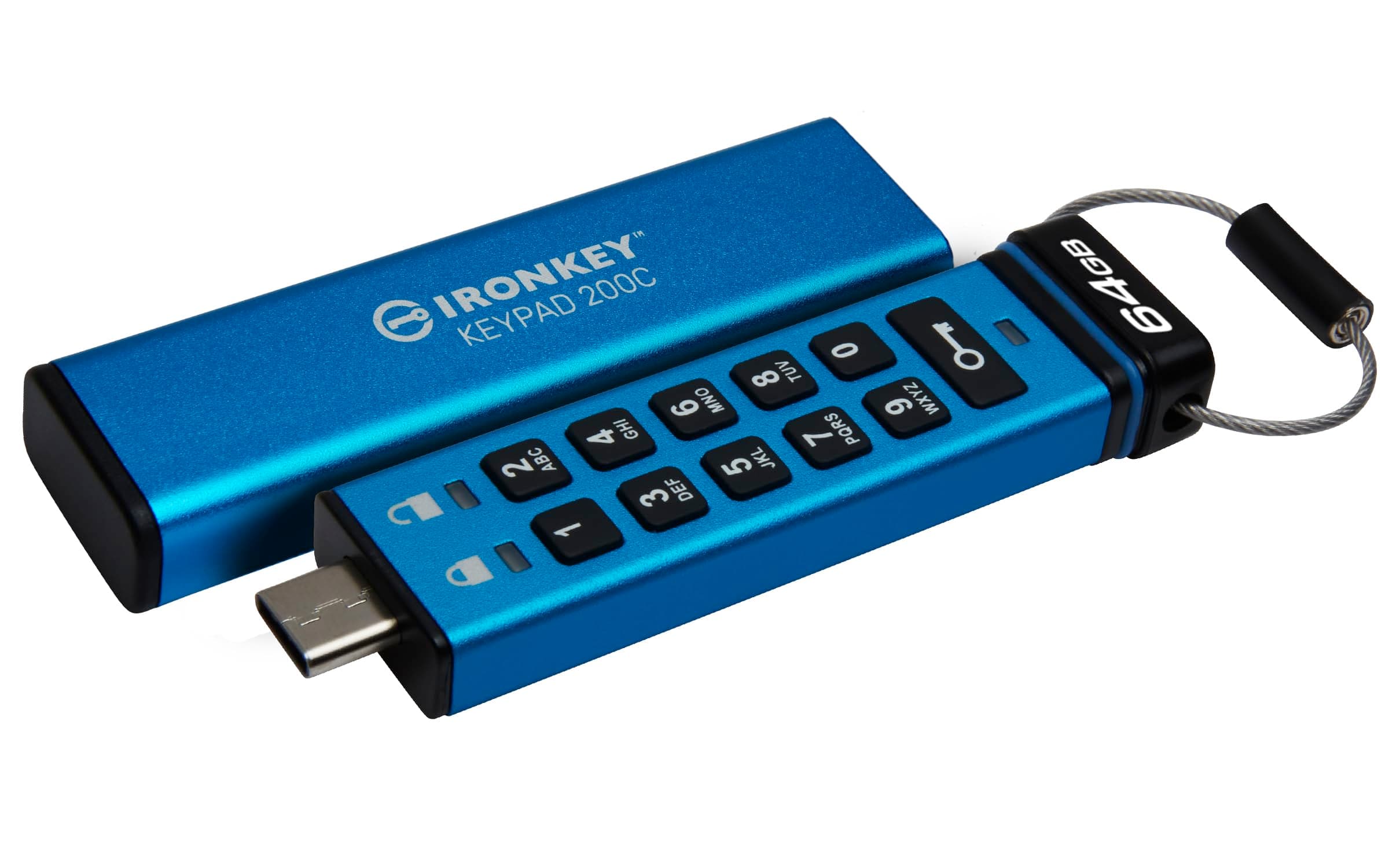 Kingston Ironkey Keypad 200 USB-C 64GB Encrypted Flash Drive | No OS | FIPS 140-3 Level 3 | XTS-AES 256-bit | BadUSB and Brute Force Protection | Multi-Pin Option | IKKP200C/64GB