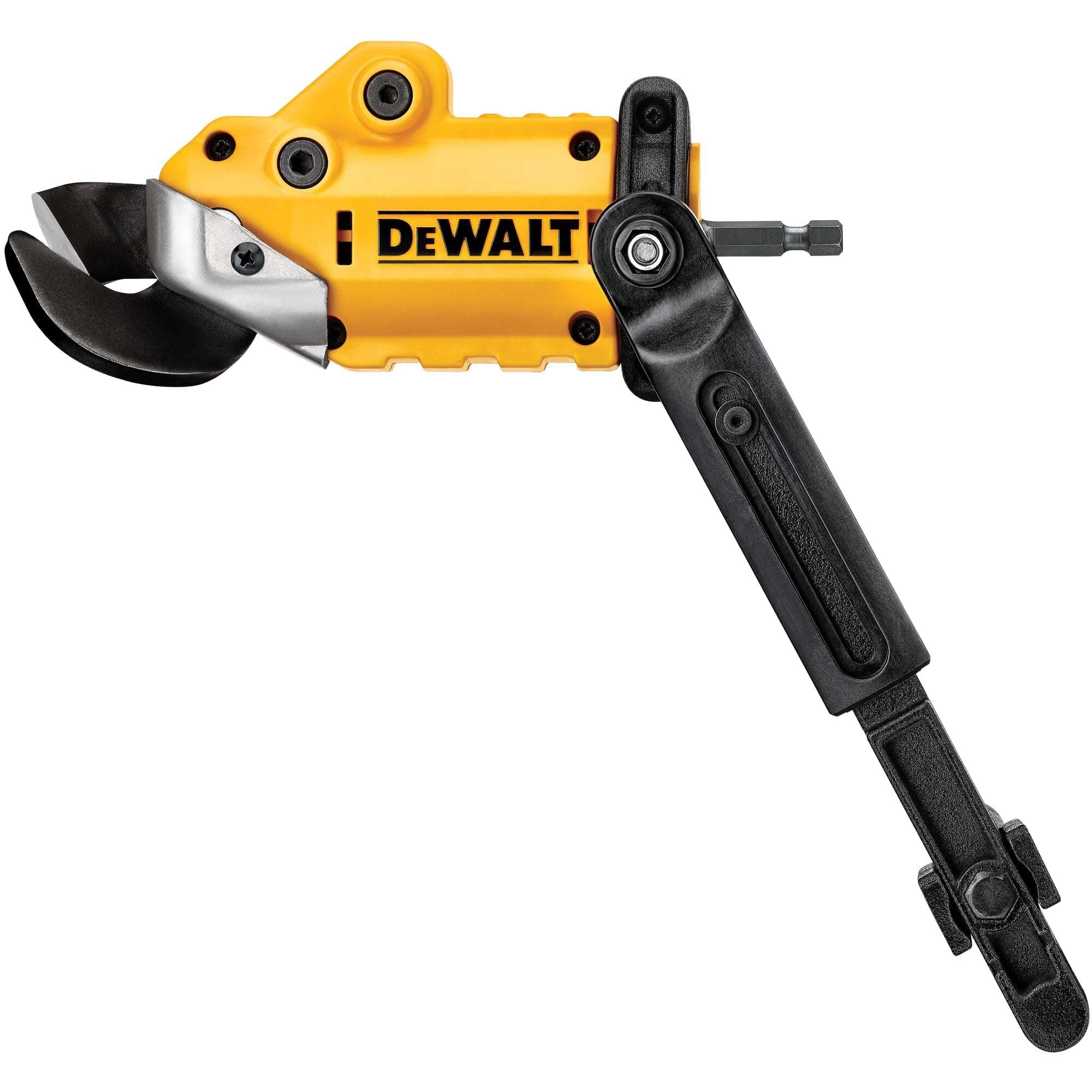 Metal Shear/Cutter Drill Attachment, Impact Ready, 360 Degree Pivoting Head, Cuts 18GA Material (DWASHRIR)(Yellow, Black)
