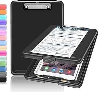 Clipboard with Storage, Clipboards 8.5x11 with Storage, Nursing Clip Board Foldable, Smooth Writing with Pen Holder Clipboards, High Capacity Storage Clip Board for Office Storage, Nurse(Black)