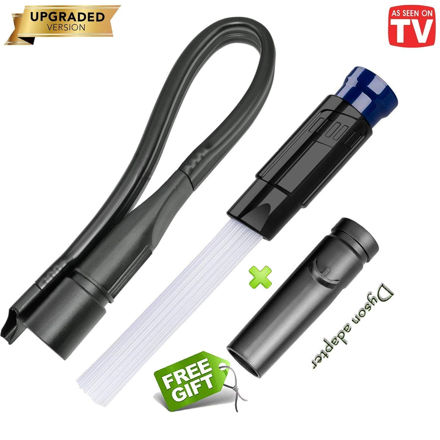 Universal Vacuum Attachments&Flexible Crevice Tool,Duster Cleaning Tool for Car,Corners,Keyboards, Drawers,Pets,Air Vents,Dyson Adapter Included