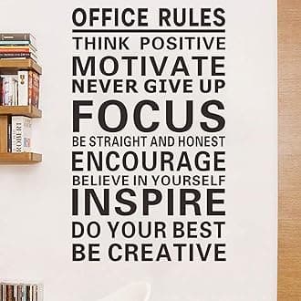 Office Wallpaper, Office Rules Wall Decal, Vinyl Wall Stickers, Removable Decor Art DIY Inspirational Quotes Sticker Mural for Bedroom Home Decoration Wallpaper