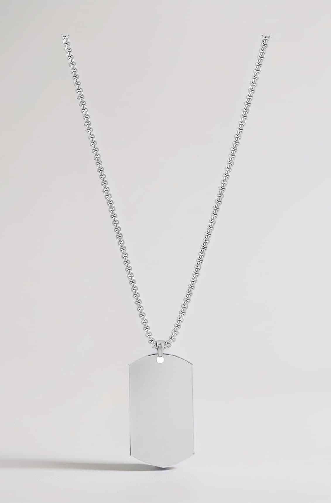 Yellow Chimes Stainless Steel Plain Silver 3 MM Tag Pendant Necklace Silver Plated Pendant for Men (Silver) (YCSSCH-TAG1BIG-SL)