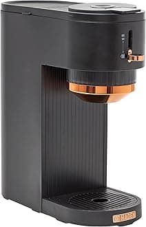 HADEN75107 Single Serve Coffee Machine for Single Serve Pods and Ground Coffee in Black/Copper