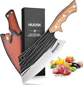 Butcher Knives for Meat Cutting, Hand Forged Meat Cleaver Knife Full Tang High Carbon Steel Chef Knives Heavy Duty Butcher Knife for Camping, BBQ, Gift for Men and Women