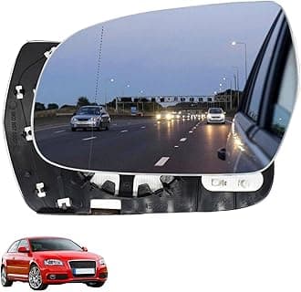 AUTOXBERT Wing Mirror Glass Left Passenger Side Compatible with Audi A4 2010-2016, A5 2010-2017, A3 2011-2013 Heated Aspherical Glass with Backing Plate