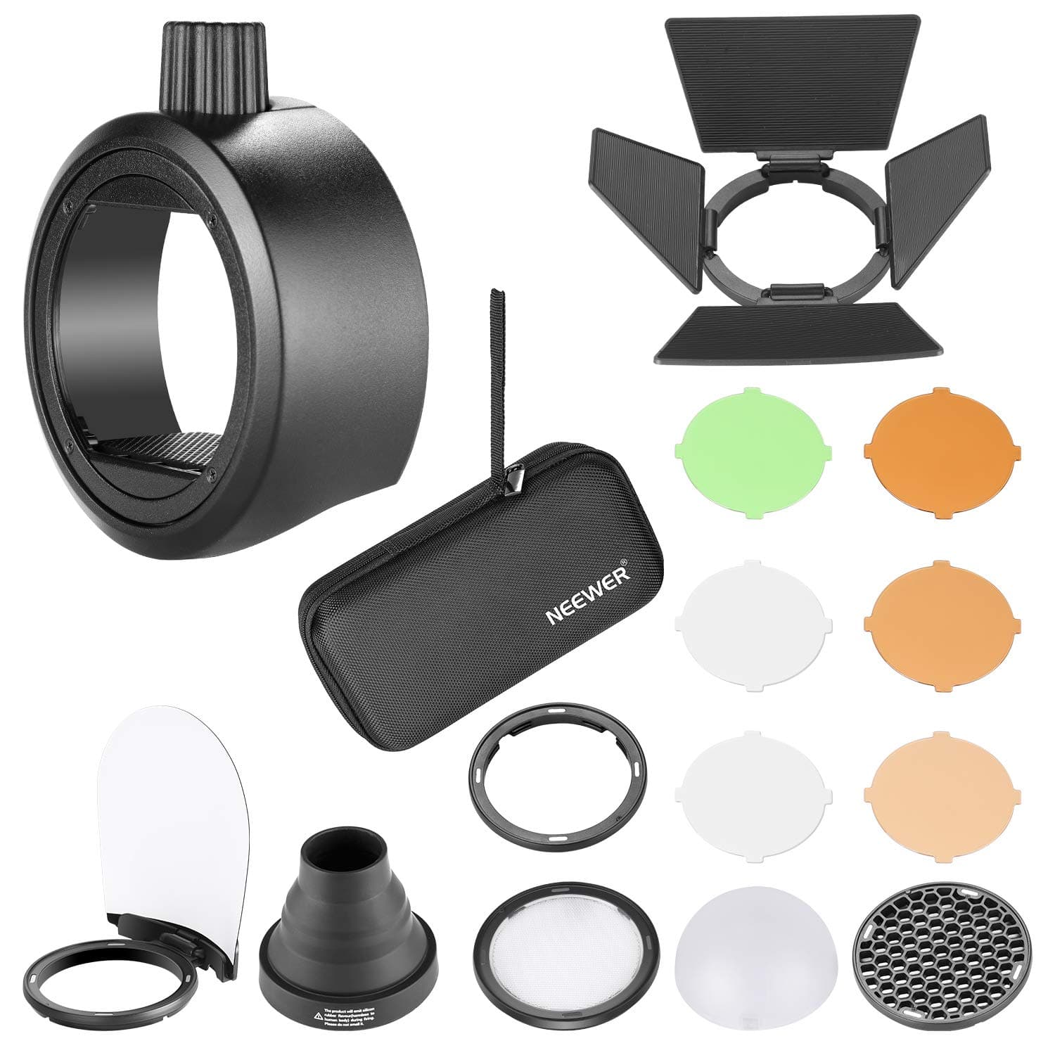 Neewer AK-R1 Camera Flash Accessories Kit with Universal S-R1 Speedlite Head Adapter Compatible with Canon, Nikon, Sony and Neewer V1-S/AD200 Round Head Speedlite Flash, etc, Magnetic Design