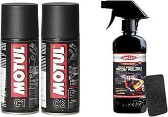 Combo of C2 Chain Lube (150 ml) and C1 Chain Clean for All Bikes (150 ml) + Sheeba Bike & Scooter Complete Body Polish (200 ml)