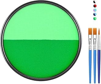 Green Face Body Paint Makeup Foundation 30g, Water Activated Dark Light Green Cream to Powder Face Body Paint for Halloween Costume Cosplay Theater Stage Dressup Makeup Matte Finish