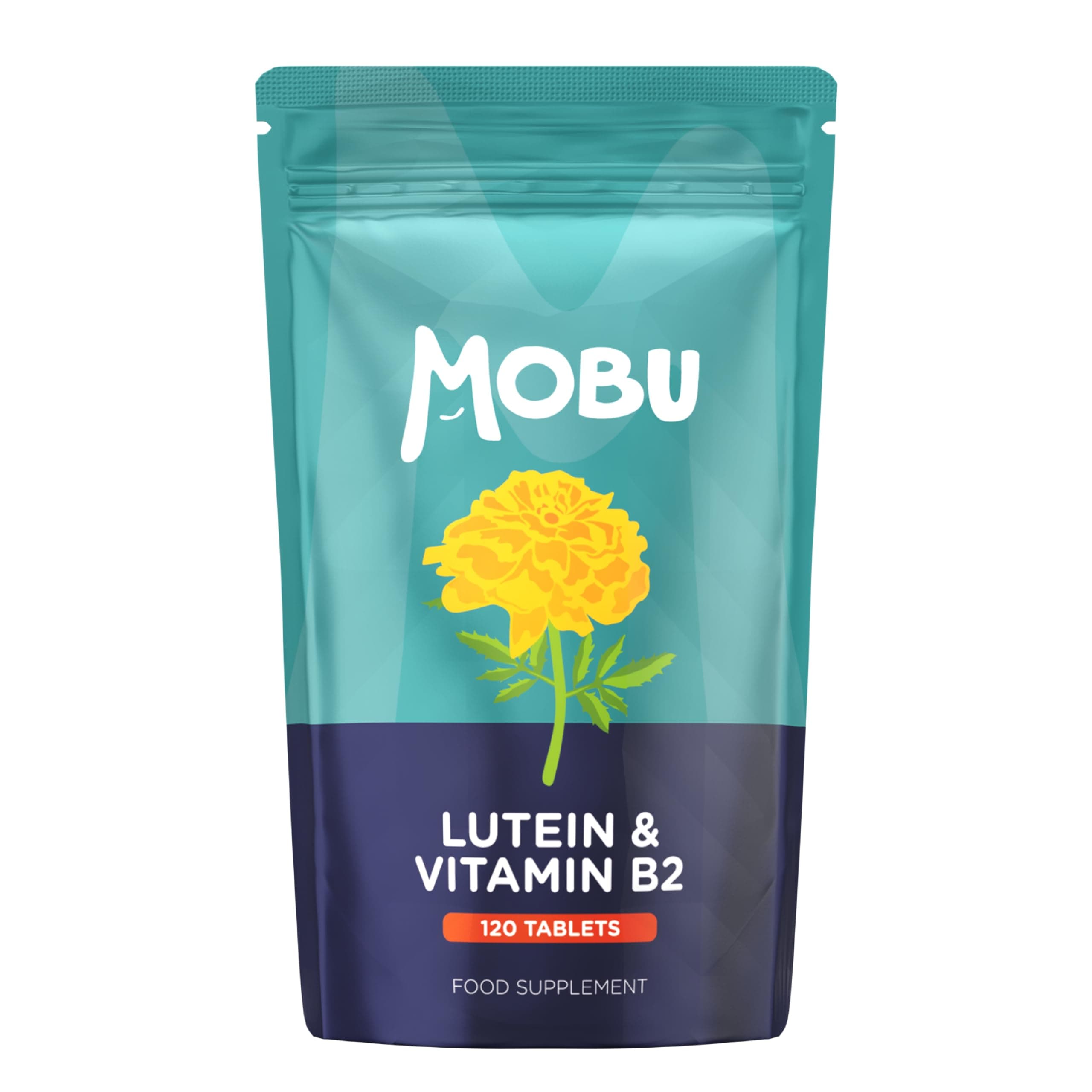 MOBU Lutein 50mg and Vitamin B2 | 120 Tablets | Vision Support | Eye Care Supplement | Eye Vitamins | Vegan GMP Approved | UK