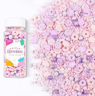 Donut Sprinkles Mix | Pink Purple Romantic | Sprinkles for Cake Decorating | Cupcake Toppers | Ice Cream | Cookie | Fancy Candy | 3.52oz