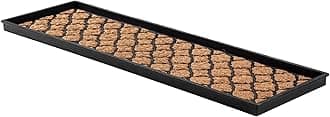 Anji Mountain Black Boot/Shoe Tray with Coir, Fits 4 Pair (46.5" Wide), Trellis and Rubber Insert, 4 Sq Ft