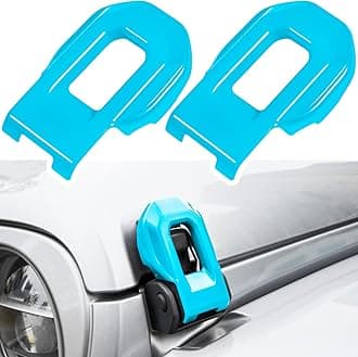 Hood Latch Lock Catch Brackets Cover for 2018-2024 Jeep Wrangler JL JLU Unlimited Sports Freedom Sahara Rubicon Gladiator JT 2-Door & 4-Door Exterior Accessories Decoration (Light Blue 2PCS)