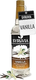 Syruvia Coffee Syrup, Vanilla Flavored Syrup for Drinks, Lattes, and Desserts – 25.4 fl oz