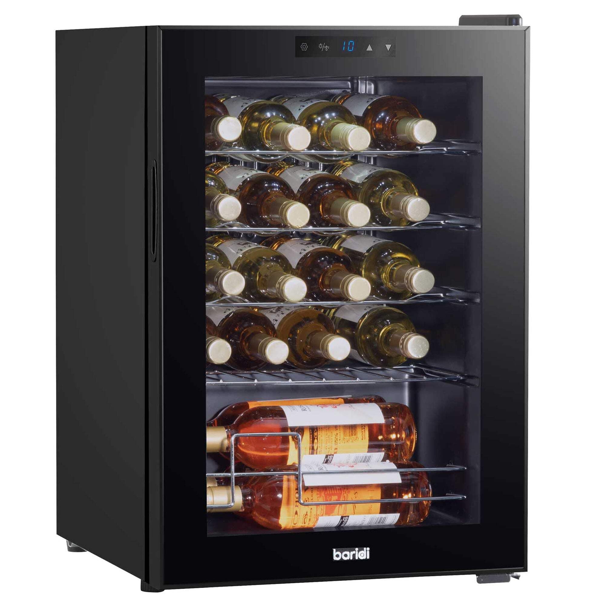 Dellonda Baridi 20 Bottle Wine Cooler Fridge with Digital Touch Screen Controls & LED Light, Black - DH8