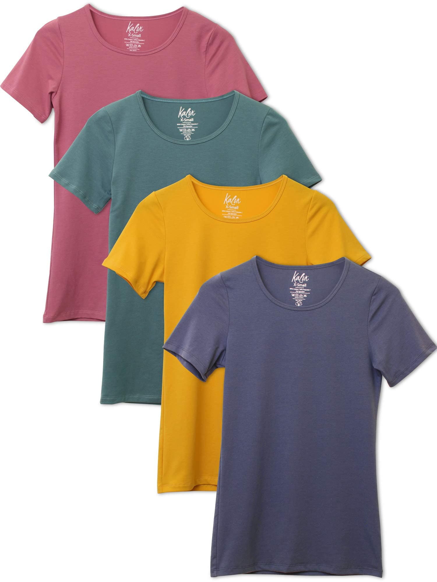 KalonWomen's 4-Pack Scoop Neck T-Shirt Base Layer