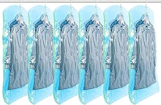TAILI Hanging Vacuum Sealer Storage Space Saver Bags for Clothing, Suits and Jackets, Closet Organizers, 6 Pack Jumbo Blue