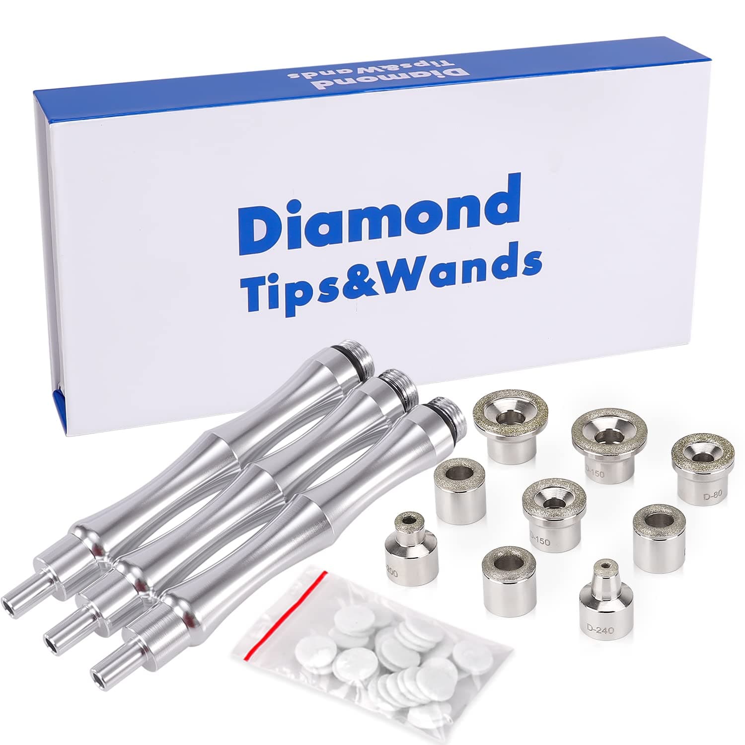 Yofuly Dermabrasion Replacement Tips, 9 PCS Diamond Microderm Microdermabrasion Replacement Tips with 3 Wands