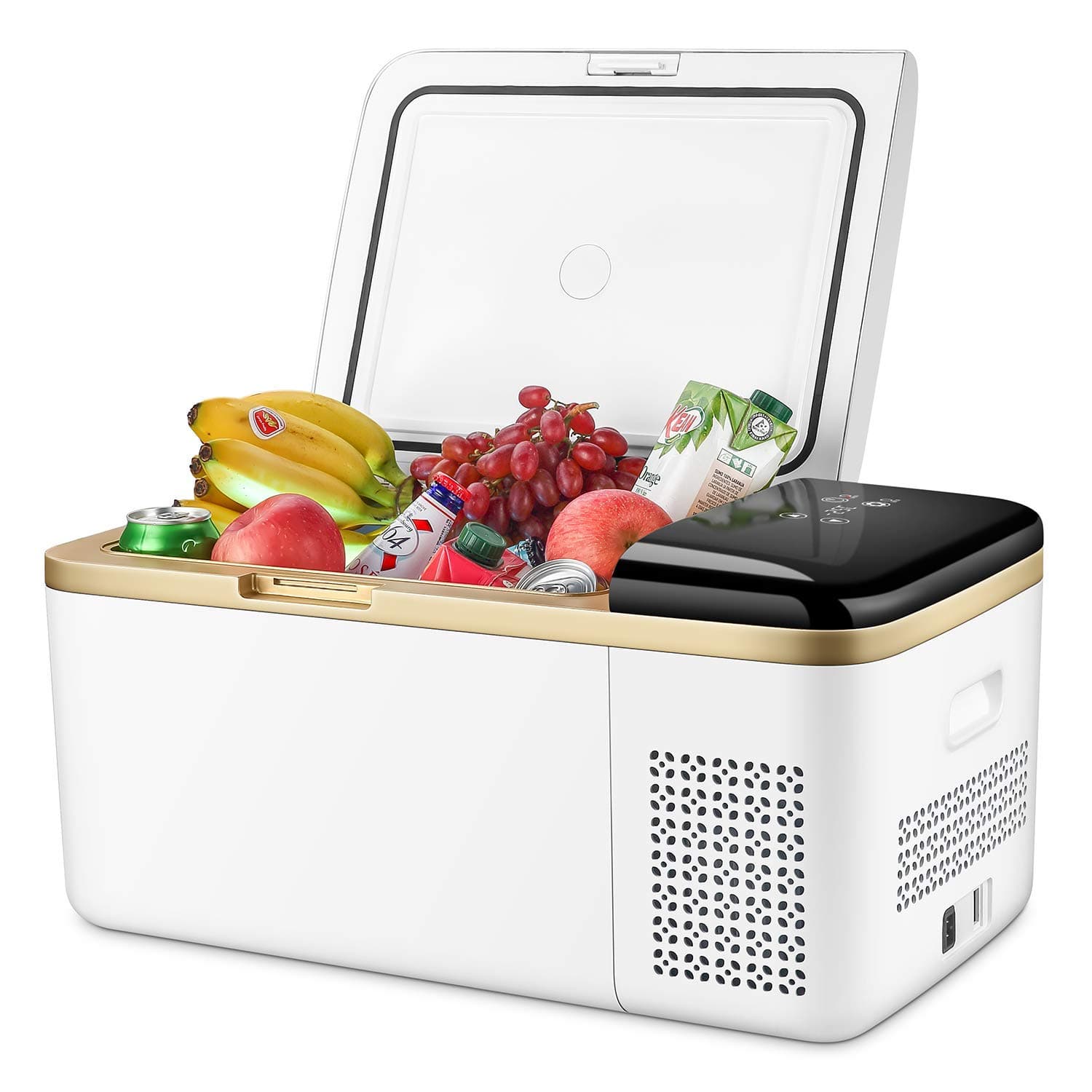 Linsion 19 Quart Portable Refrigerator Freezer Compact Car Fridge Electric Cooler Chest Freezer for Truck,RV,Boat,Van,Trailer Car Use Only 12/24V DC,Cooling from 68¡ãF to -13¡ãF(White)