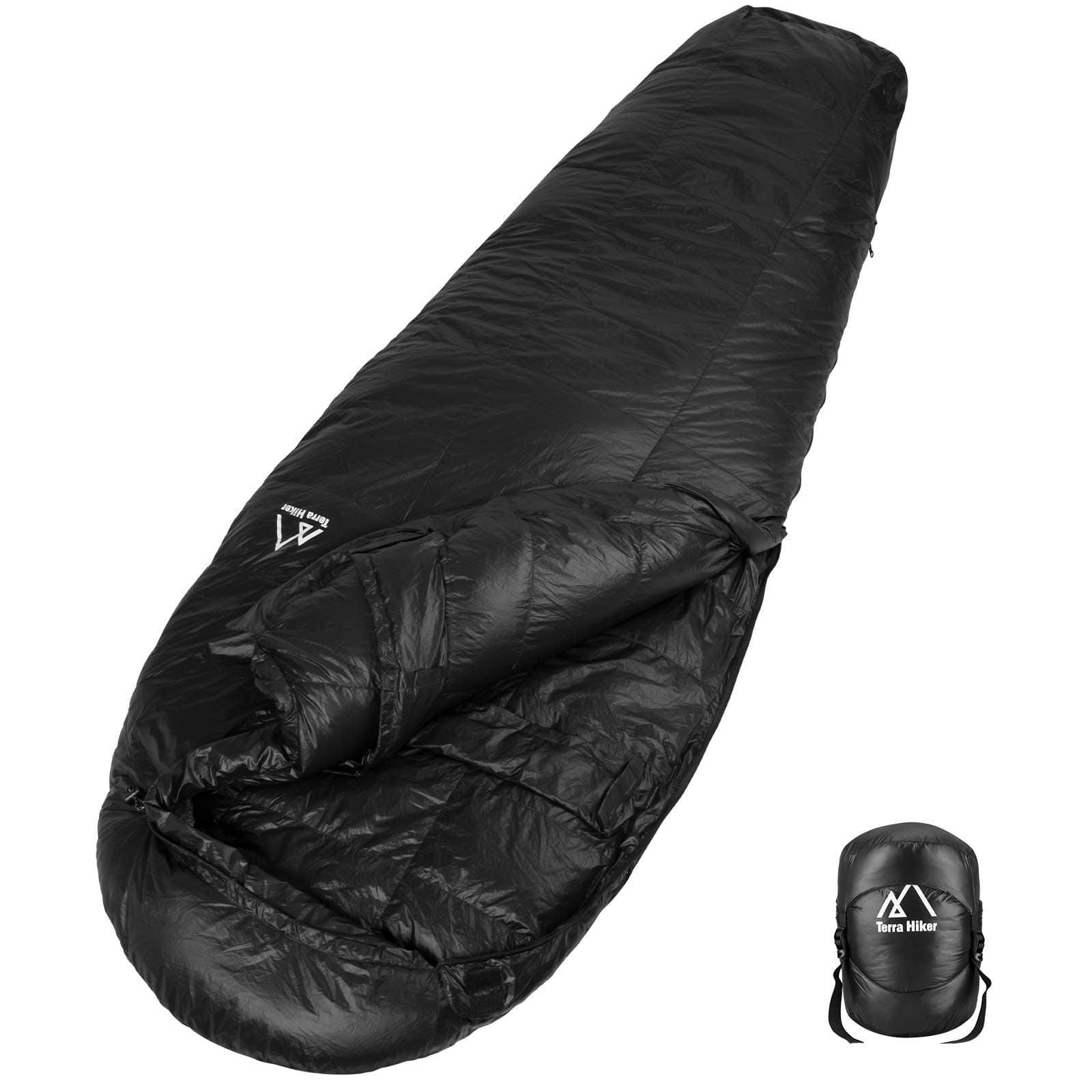 Terra Hiker Down Sleeping Bag, Outdoor Mummy Bag for Backpacking and Mountaineering, Lightweight 4-Season Sleeping Bag for Men, Women, Max User Height 6'3"(190 cm), Weighs Only 2.65 lbs
