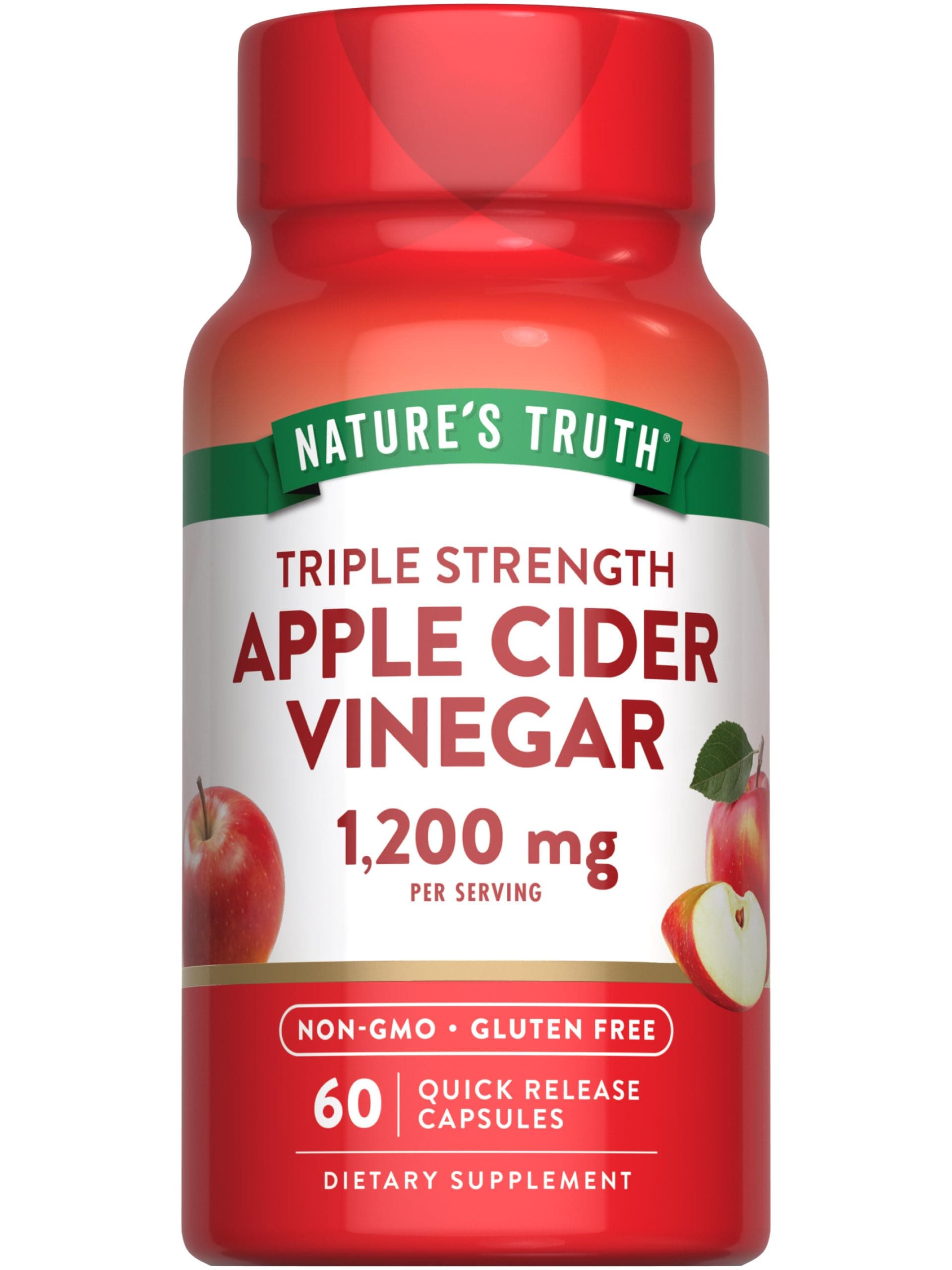Nature's Truth Apple Cider Vinegar Capsules | 1200mg | Quick Release Pills | Non-GMO & Gluten Free Supplement