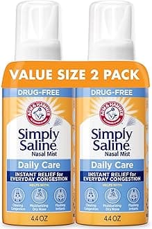 Arm & Hammer Simply Saline Daily Care Nasal Mist 4.4oz, Saline Nasal Spray, Drug-Free, 2-Pack