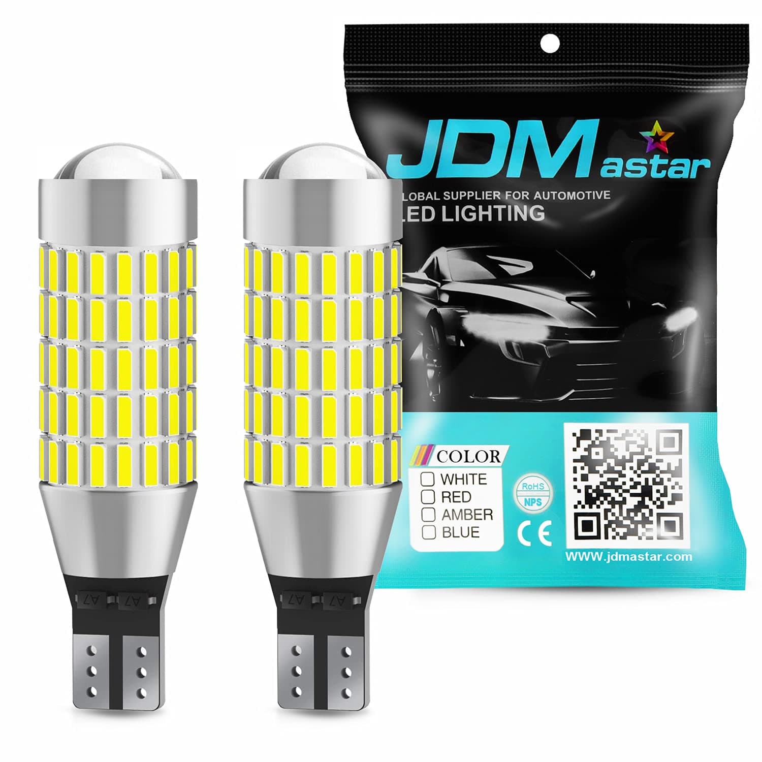 JDM ASTAR Extremely Bright 2000 Lumens 360-Degree Shine 921 912 90-EX Chipsets LED Bulbs For Backup Reverse Lights Only, Xenon White