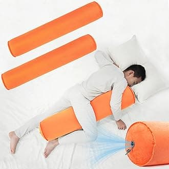 ONTYZZ Inflatable Short Body Pillow, Short Pillow for Bed, Oval Bolster Pillow for Good Sleeping and Back/Neck Support, 2pcs Orange