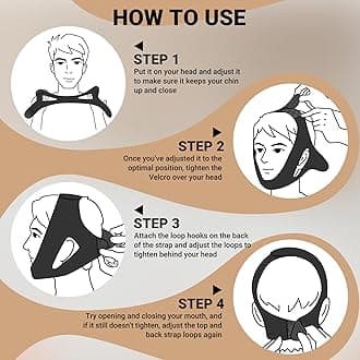 Anti Snore Chin Strap for CPAP Users, Snore Stopper with Adjustable Velcro, Chin Strap for Sleeping Comfortable Stop Snoring Solution, Anti Snoring Devices Breathable and Reusable