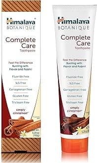 Himalaya Botanique Complete Care Toothpaste, Herbal, Cinnamon Flavor, Fights Plaque, Freshens Breath, Fluoride Free, No Artificial Flavors, SLS Free, Cruelty Free, Foaming 150ml