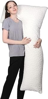 METRON -L Shape Total Body Pillow with Adjustable Shredded Memory Foam - Perfect for Cuddling Snuggling and Maternity | Full Size | Bamboo Derived Viscose Rayon & Polyester Blend Washable Cover