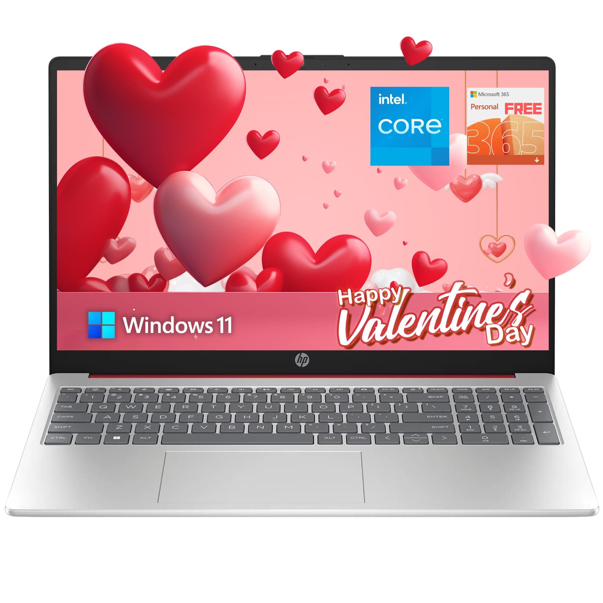 hp 15.6" Anti-Glare HD Laptop, Intel Quad-core Processor, 16GB RAM, 128GB SSD+ 128GB JVQ USB Storage, Office 365 1-Year, Up to 11 hrs Long Battery, Win11 S, Scarlet Red