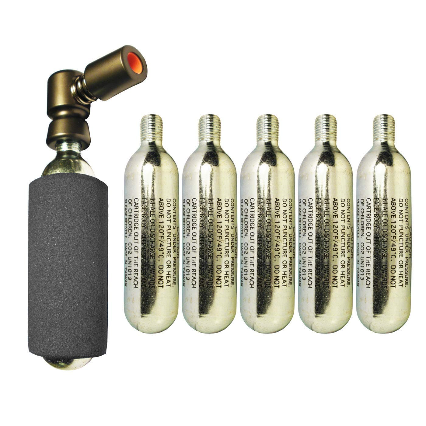 Co2 pump 2in1 Presta & Schrader PUSH 'n GO Valve with 10 x 16g CO2 Cartridges Included (5 x 16g Cartridges)