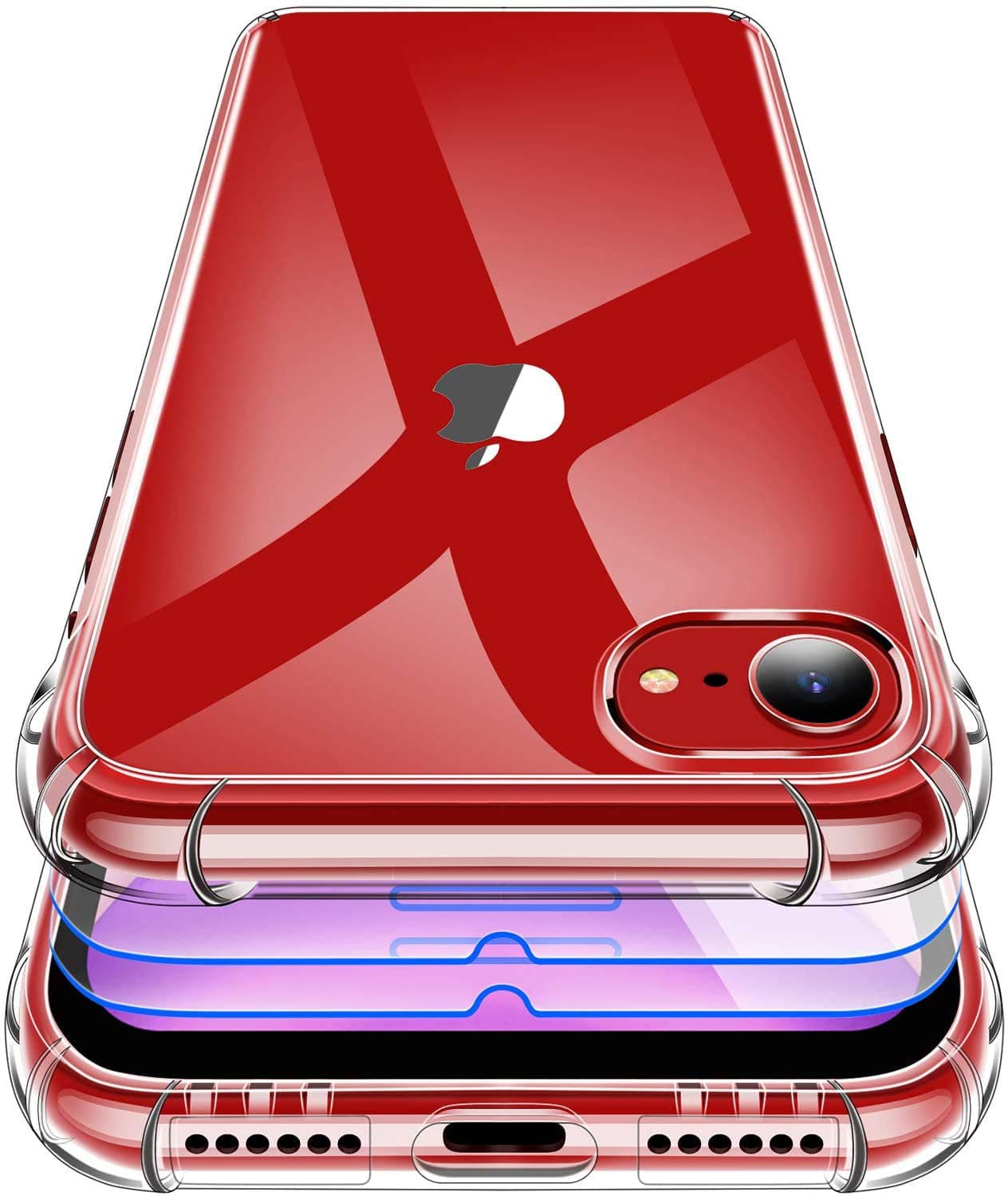 iPhone 7 8 Case, HZRICH Shockproof Ultra Lightweight Soft TPU Silicone Case Cover Compatible with iPhone 7 8 + Screen Protector + Lens Protector, Anti-Scratch