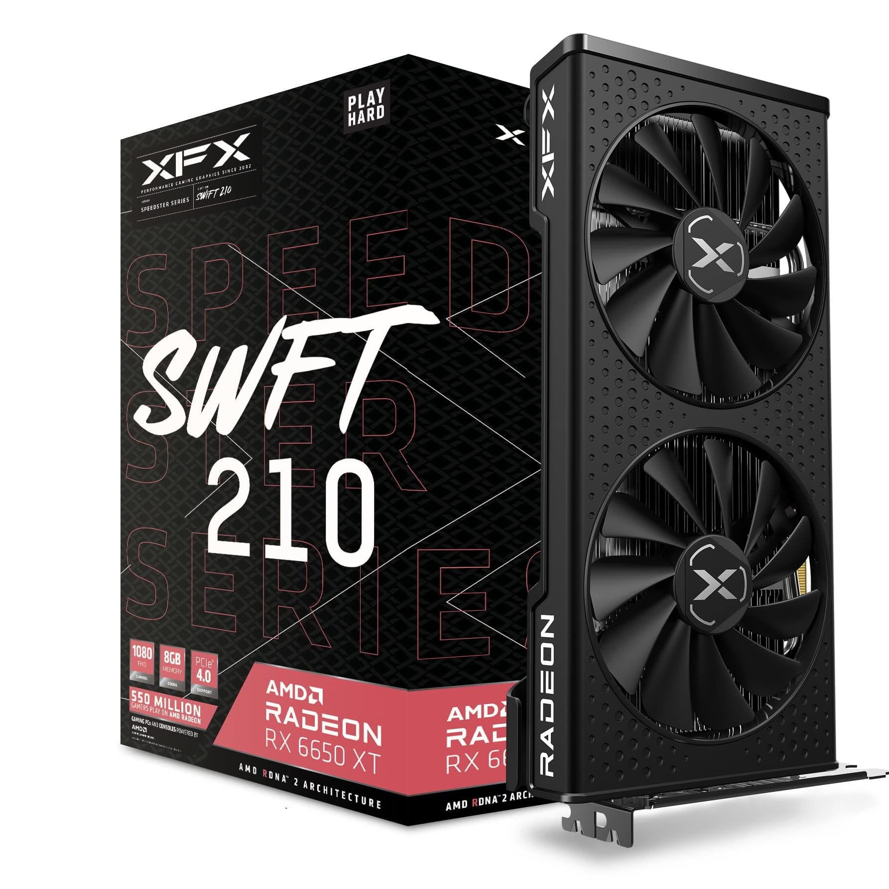XFX Speedster SWFT210 Radeon RX 6650XT CORE pci_e_x16 Gaming Graphics Card with 8GB GDDR6 HDMI 3xDP, AMD RDNA 2 RX-665X8DFDY