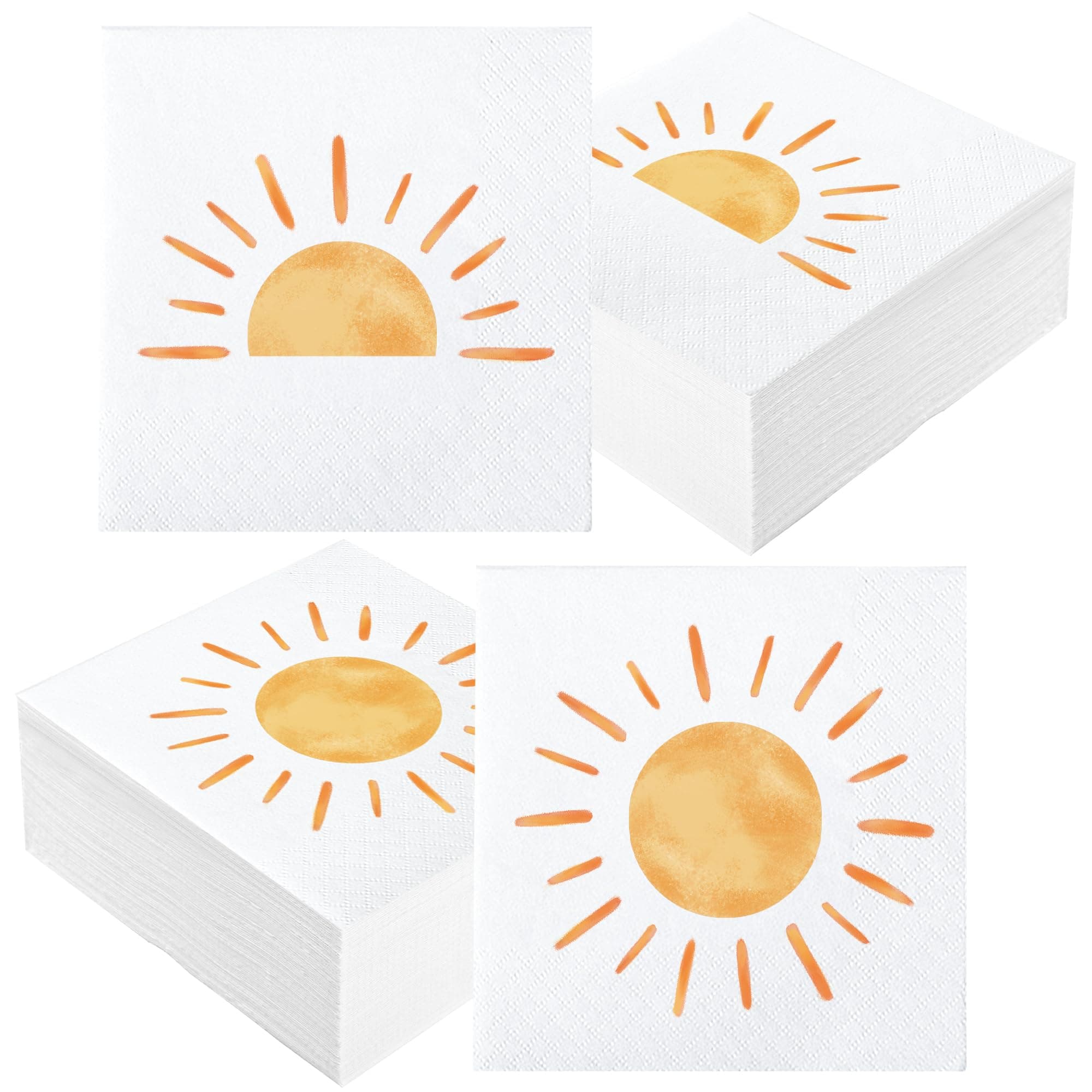 50 PCS Boho Sun Paper Napkins First Trip Around The Sun Birthday Party Napkins Boho Hippie Sunshine Disposable Luncheon Napkin for Baby Shower Birthday Party Supplies, 6.5 x 6.5 inch