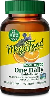 MegaFood Women's 40+ One Daily Multivitamin for Women with Vitamin B12, Vitamin B6, Vitamin C, Vitamin D, Zinc & Iron - Plus Real Food - Immune Support - Bone Health - Non-GMO - Vegetarian - 90 Tabs