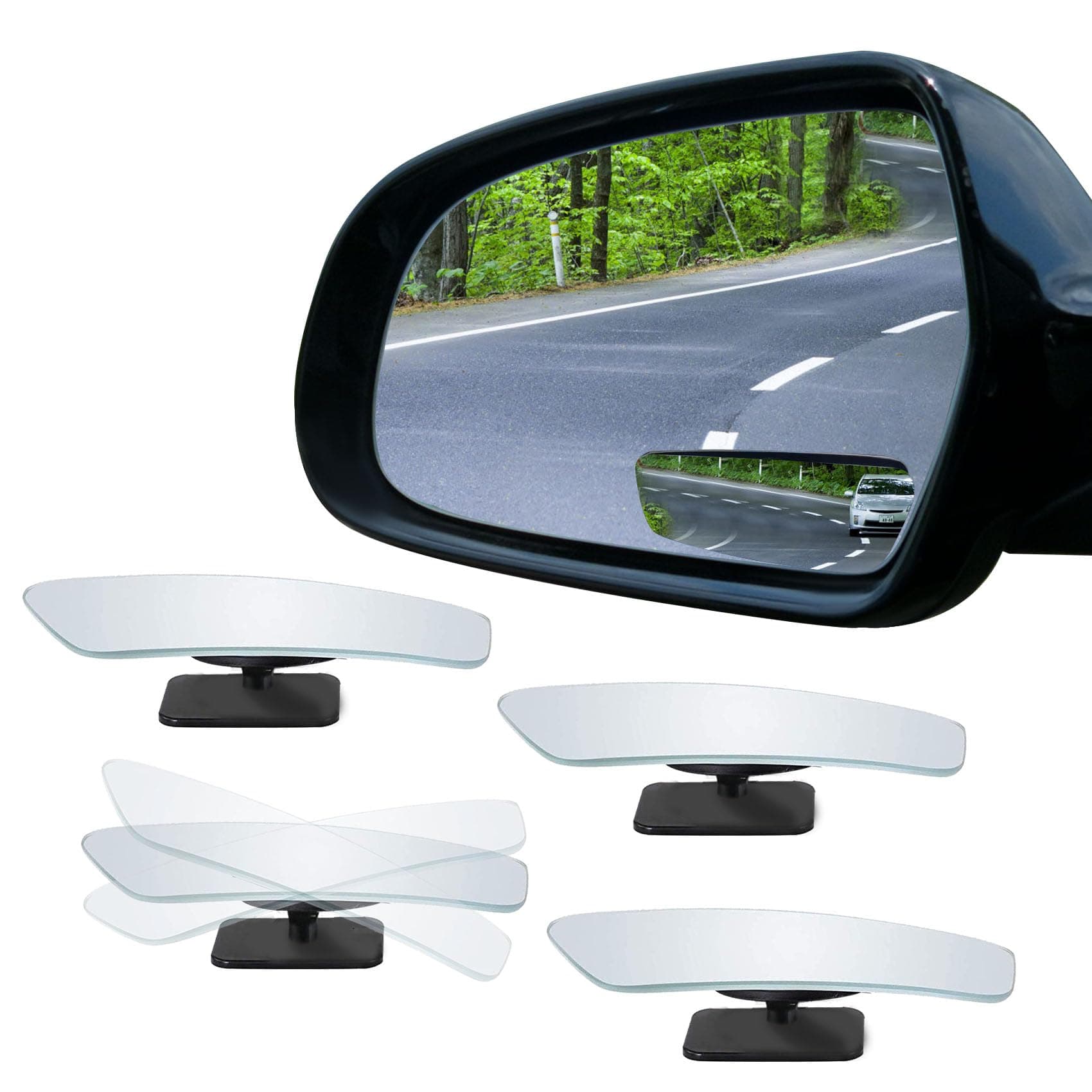 4PCS Blind Spot Mirrors, Rear View Mirror, HD Glass Frameless Convex Side Blind Spot Mirror, Universal Adjustable Car Exterior Accessories Compatible with Car SUV and Trucks